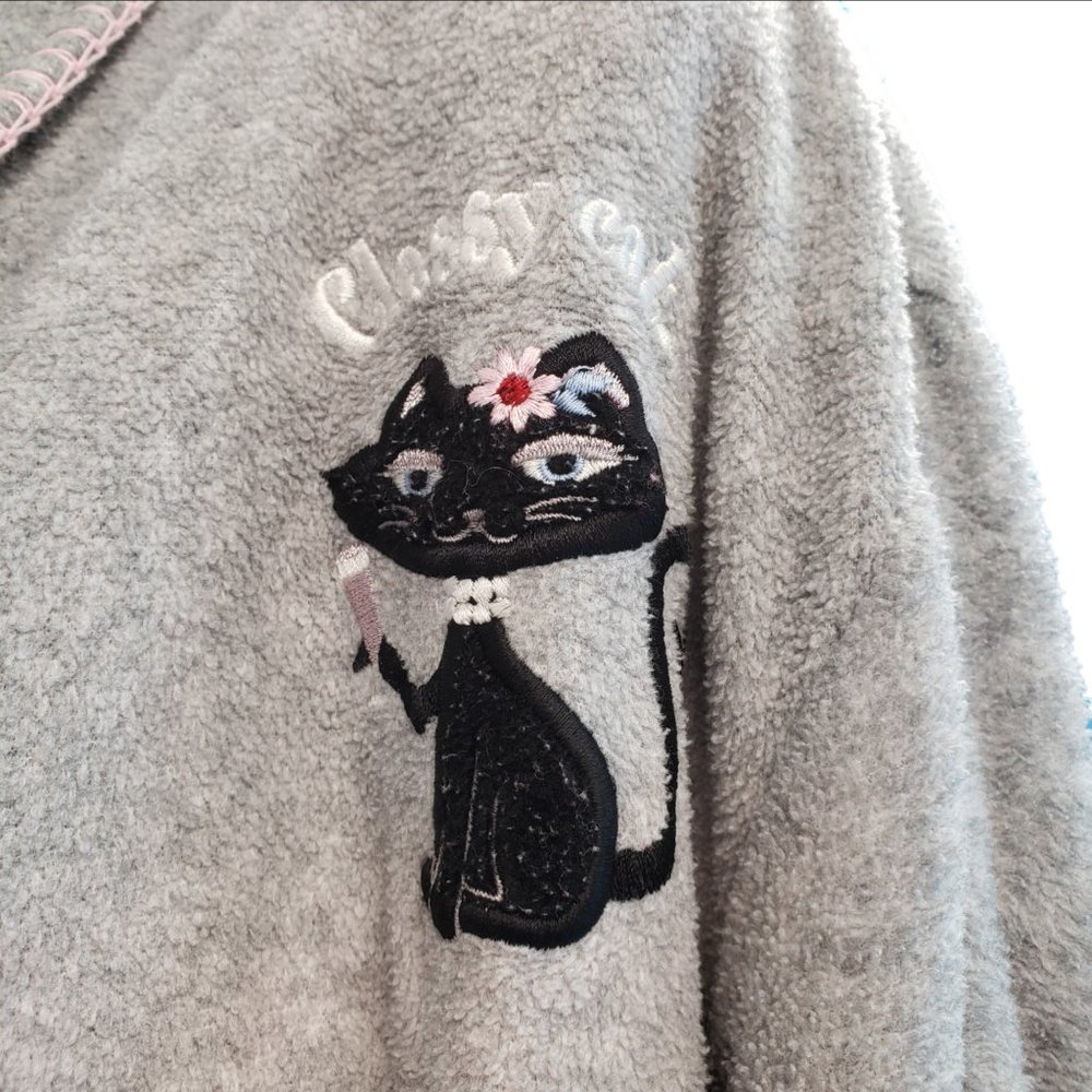 DELICATES Sassy Cat Embroidered Full Length Robe